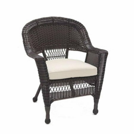 JECO W00201-4-C-FS006-CS Espresso Wicker Chair with Tan Cushion, 4PK W00201_4-C-FS006-CS